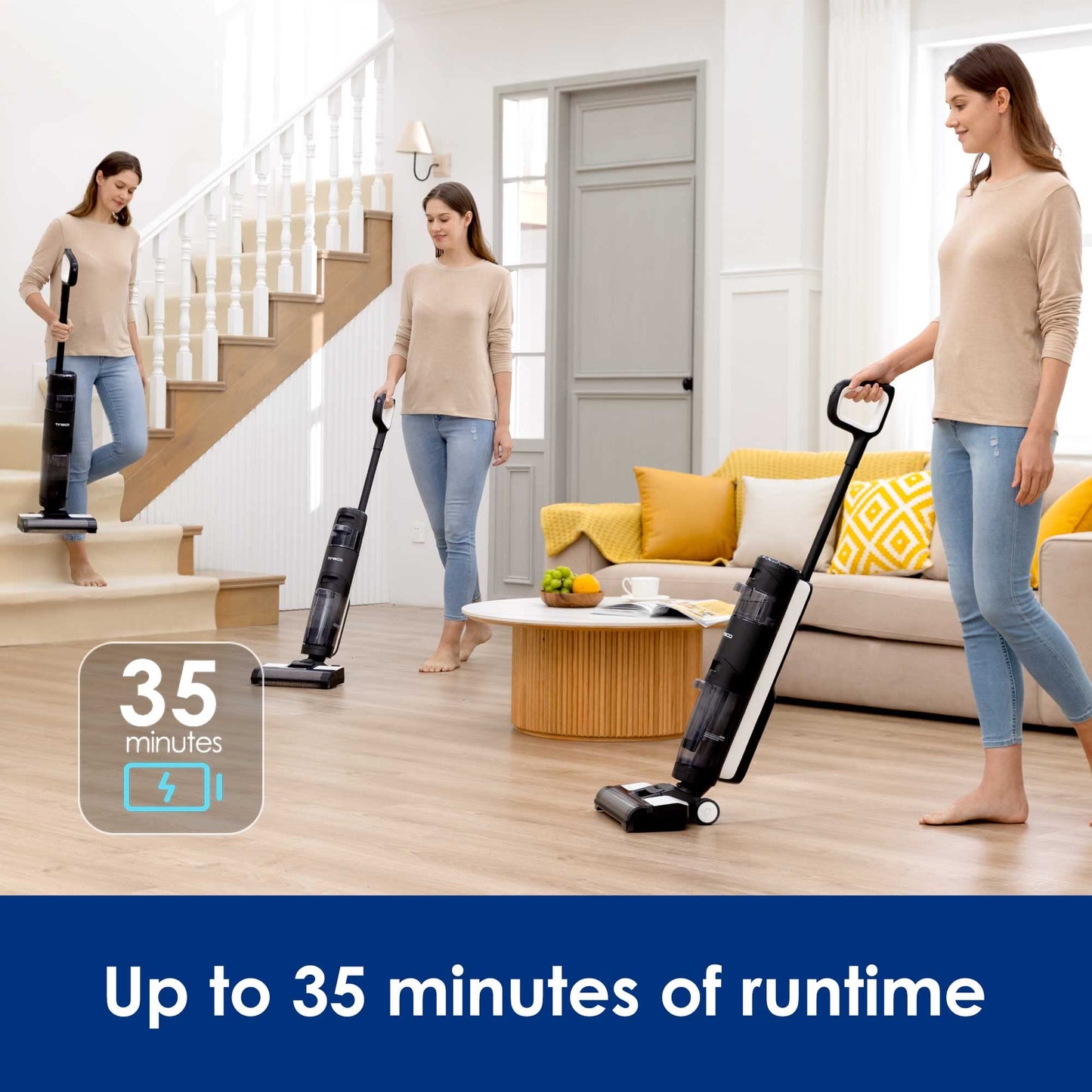 Tineco Floor ONE S3 Cordless Hardwood Floors Cleaner, Lightweight Wet Dry Vacuum Cleaners for Multi-Surface Cleaning with Smart Control System